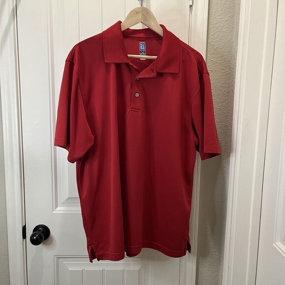 PGA TOUR Polo Shirt Mens XL Red Airflux Golf Performance Short Sleeve Collared - Picture 2 of 8